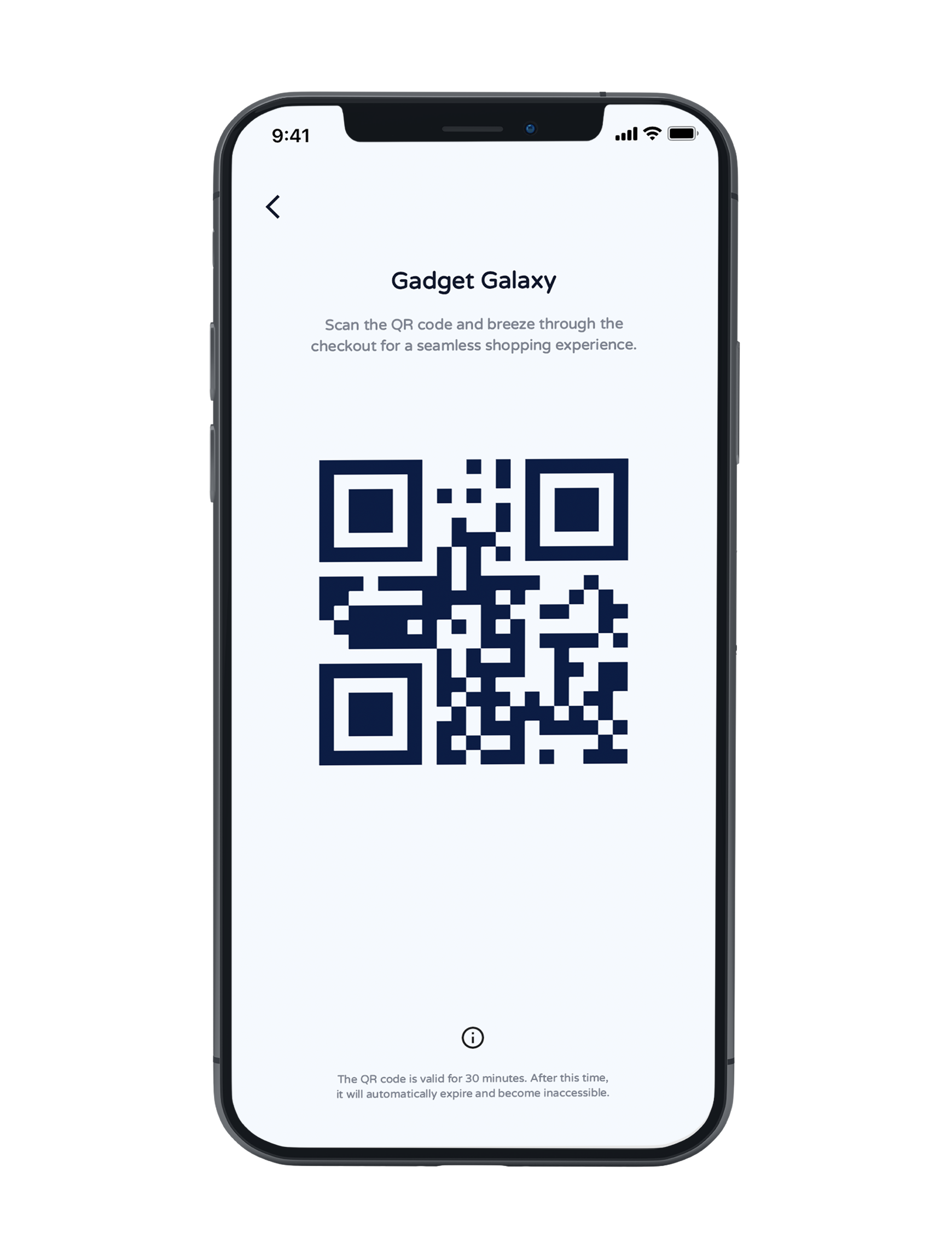 QR code for checkout process in Avenum mobile app